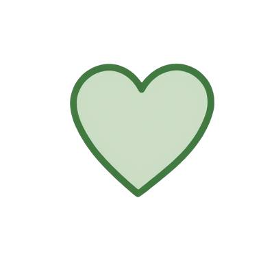 A simple heart-shaped icon with a light green fill and dark green outline on a plain white background.